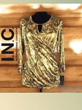 INC INTERNATIONAL CONCEPTS Wisteria Vines Gold Top